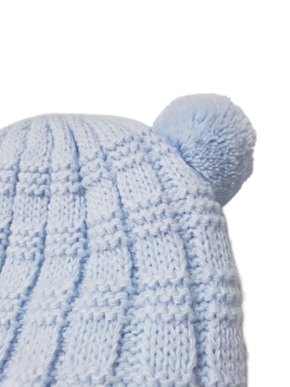 NEW Barbaras Light Blue Thick Knit Beanie Hat Bear Ears 0-3 Months 38-40 - Picture 3 of 9